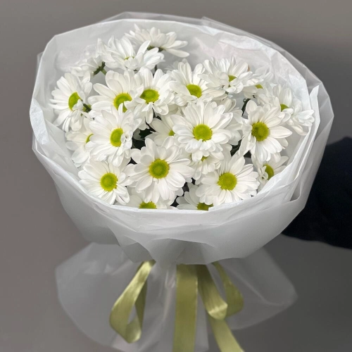 Букет «Ромашковый» – нежные белые хризантемы в деревенском стиле Знаменск Астраханская область