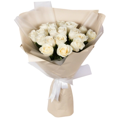 Букет «Эйфория» из 19 белых роз — символ чистой светлой любви Знаменск Астраханская область