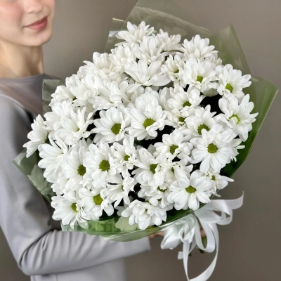 Букет «Мечты о лете» – свежесть белых хризантем Знаменск Астраханская область