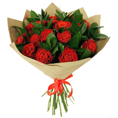 Букет «Фейерверк чувств» – 15 красных эквадорских роз для ярких признаний Знаменск Астраханская область