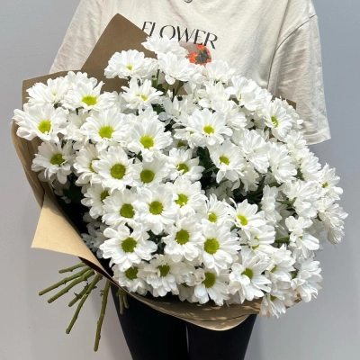 Букет «Летняя свежесть» – дыхание лета в белых хризантемах Знаменск Астраханская область