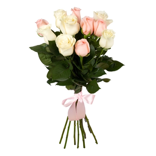 Букет из розовых и белых роз Знаменск Астраханская область